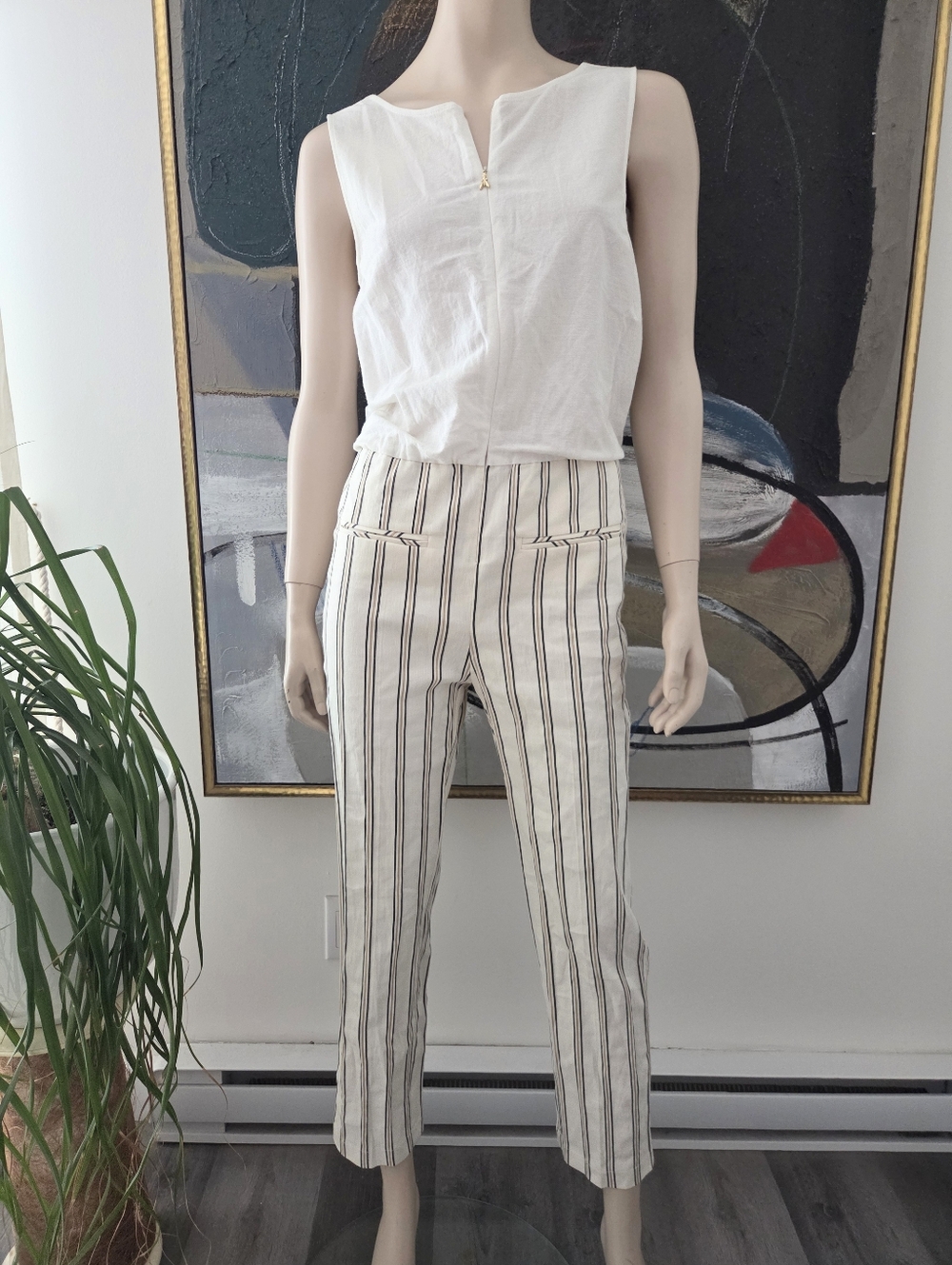 Patrizia Pepe | Front-Zip Striped Jumpsuit with Statement Ruffle V-Back
